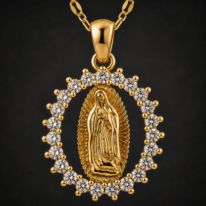 Collar Virgen de Guadalupe · Acabado Dorado Premium